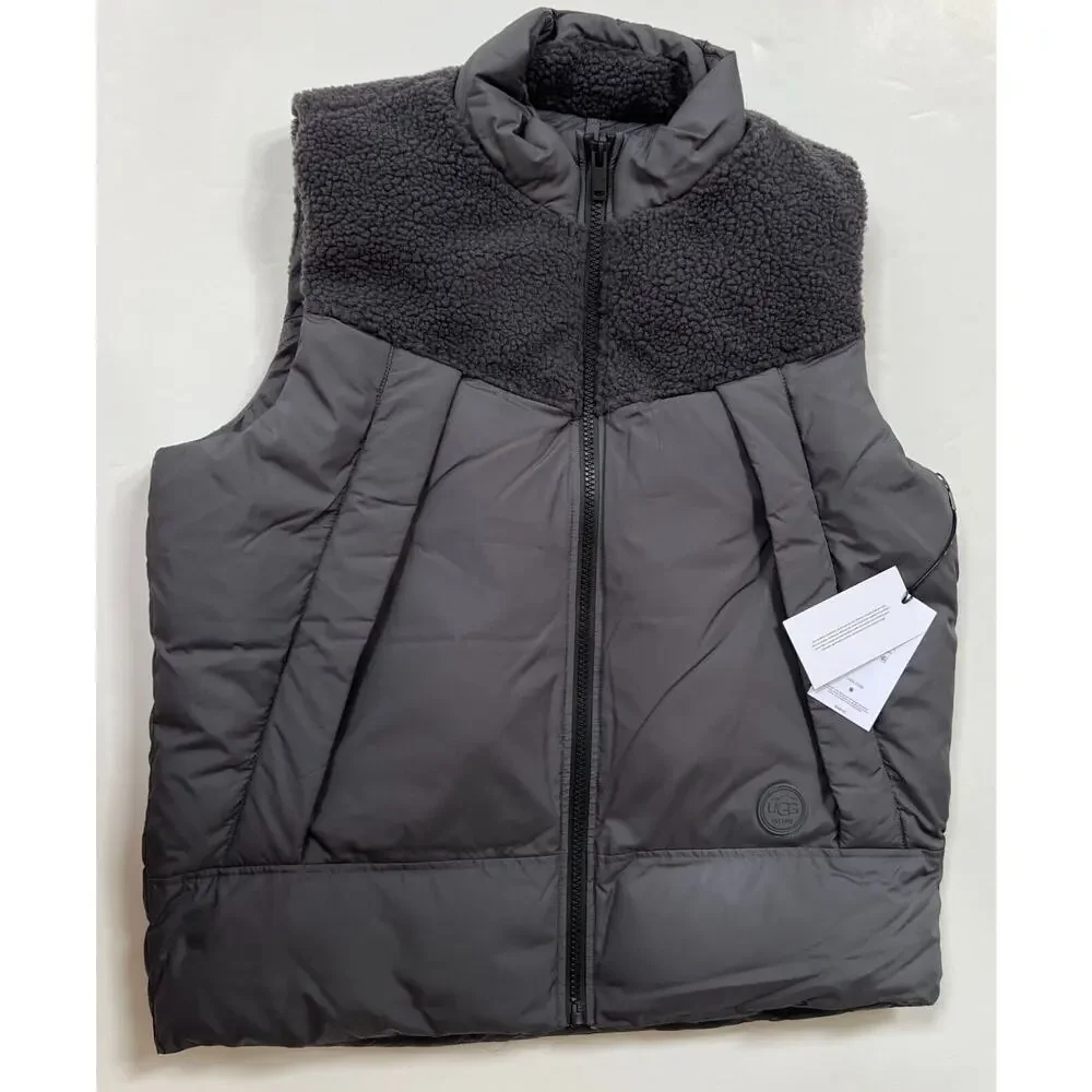 UGG Men's Zoltan Sherpa Puffer Vest Gray Size L NWT